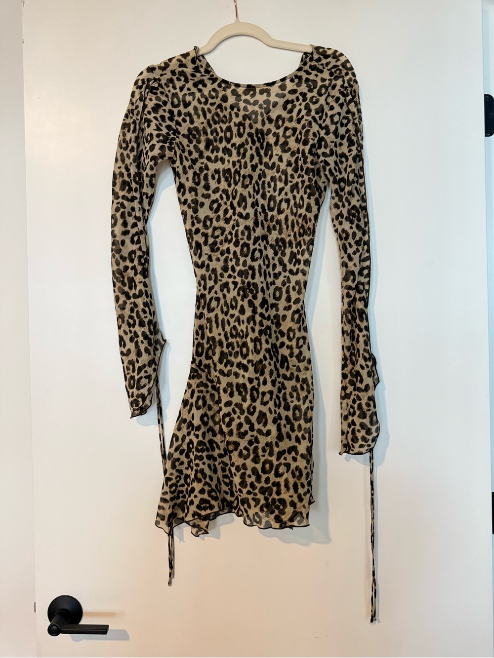 Mango Leopard Print Mini Dress - Beige & Black